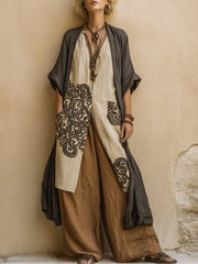 Women’s Dark Gray And Brown Tribal Print Three Piece Set