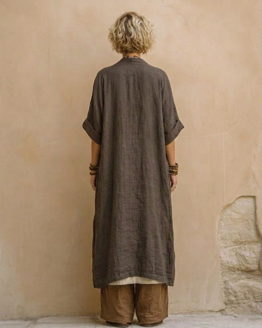 Women’s Dark Gray And Brown Tribal Print Three Piece Set