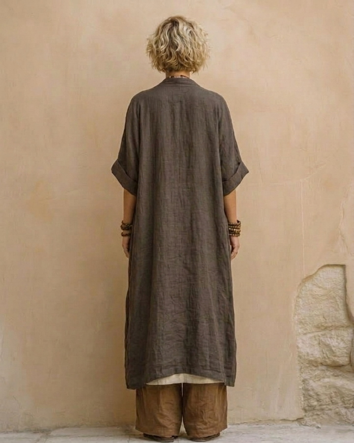 Women’s Dark Gray And Brown Tribal Print Three Piece Set