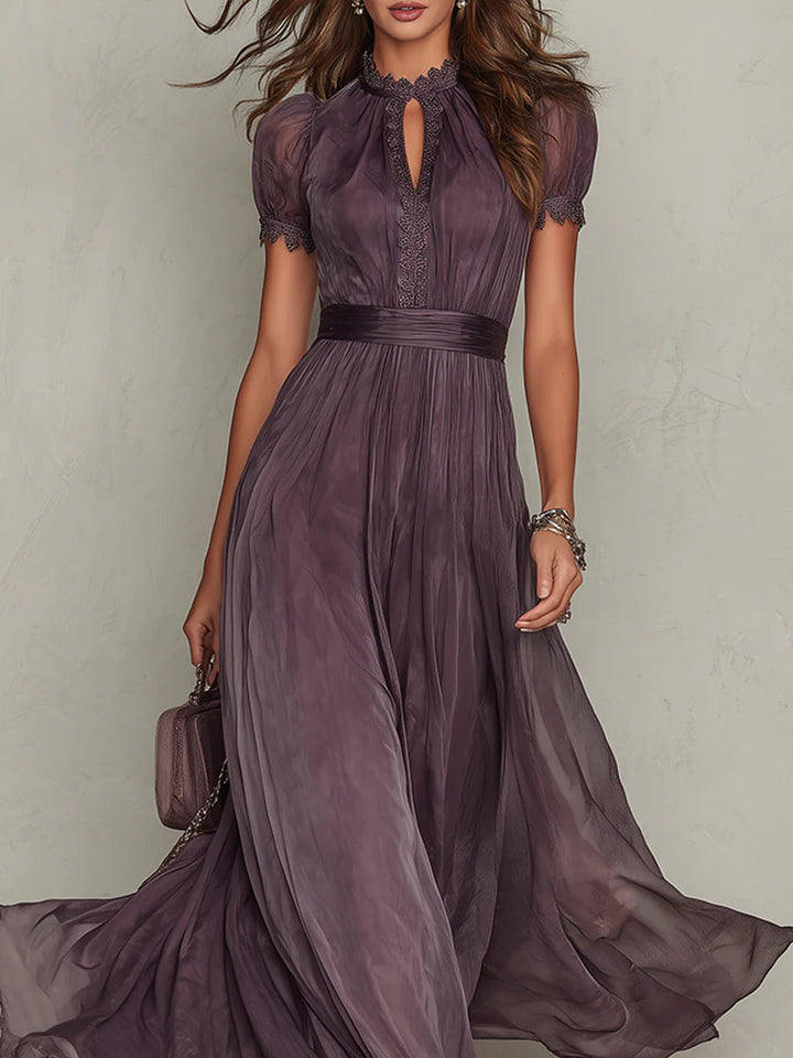 Women’s Purple Keyhole Neckline Maxi Dress