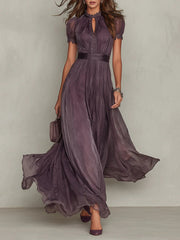 Women’s Purple Keyhole Neckline Maxi Dress