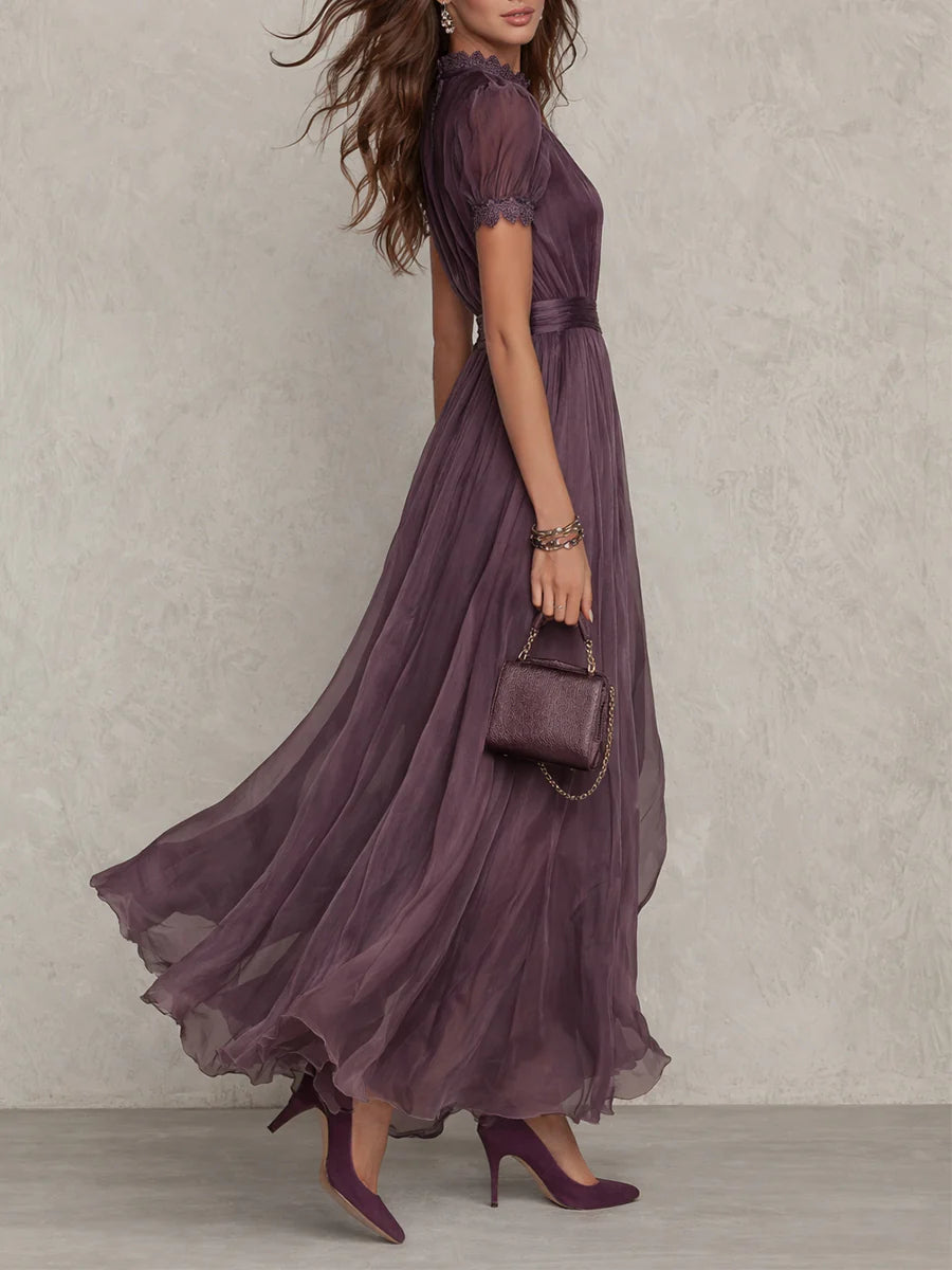 Women’s Purple Keyhole Neckline Maxi Dress