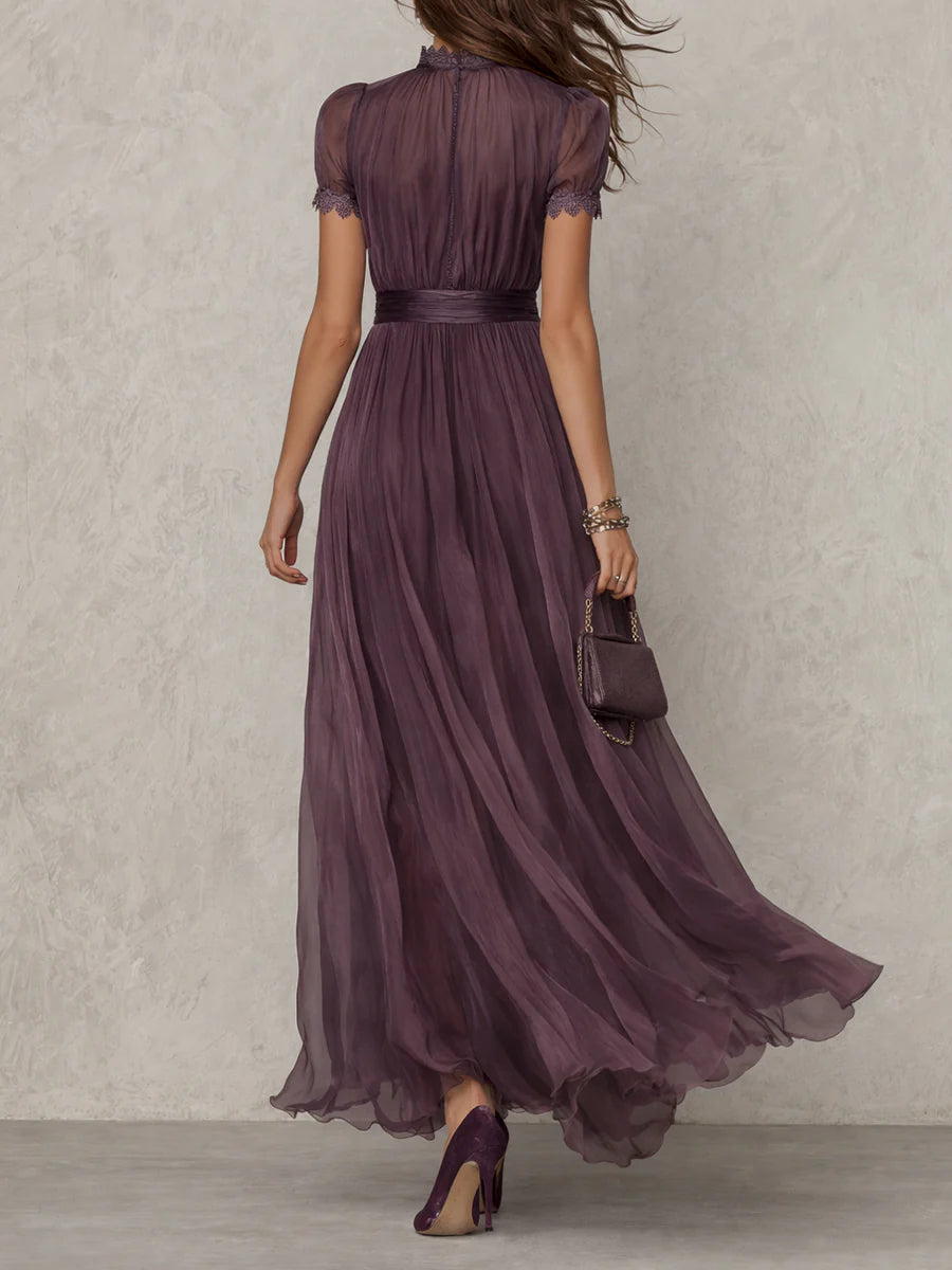 Women’s Purple Keyhole Neckline Maxi Dress