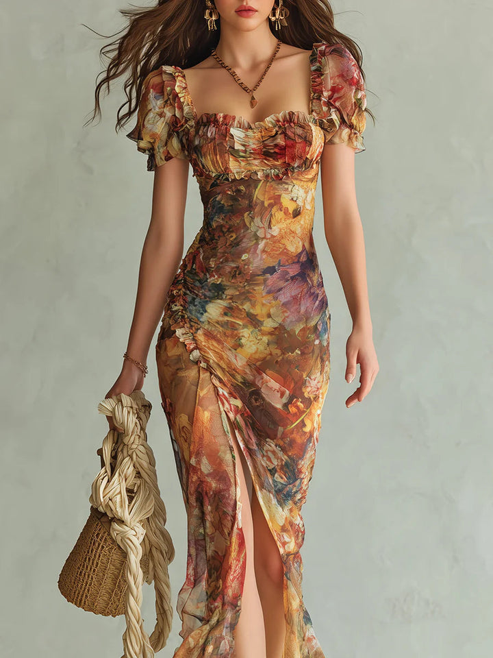 Women’s Orange Boho Print Maxi Dress