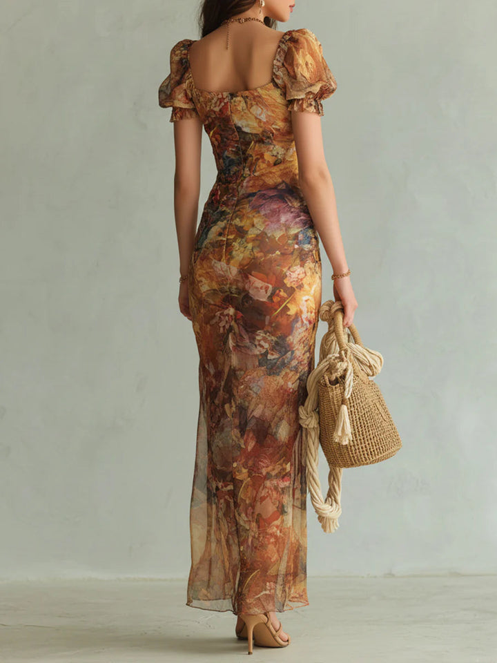 Women’s Orange Boho Print Maxi Dress