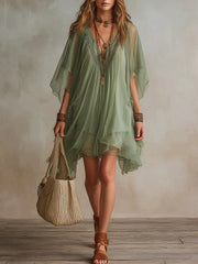 Women’s V-Neck Layered Flowy Mini Dress