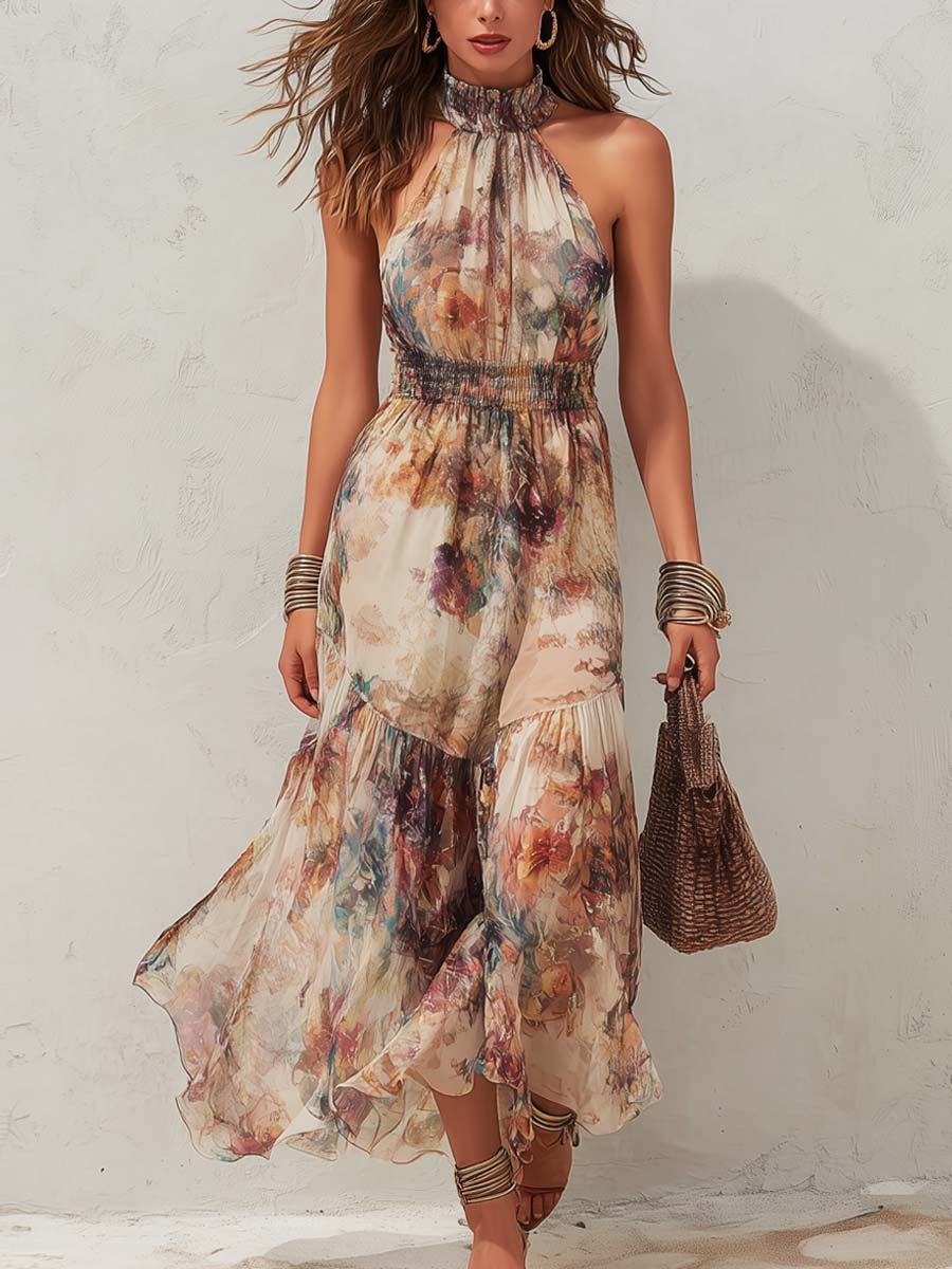 Women’s Vintage Floral Midi Dress