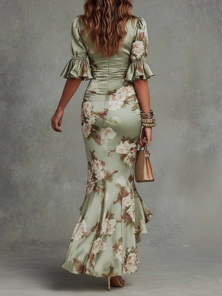 Women’s Asymmetrical Green Maxi Dress