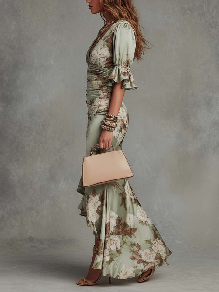 Women’s Asymmetrical Green Maxi Dress