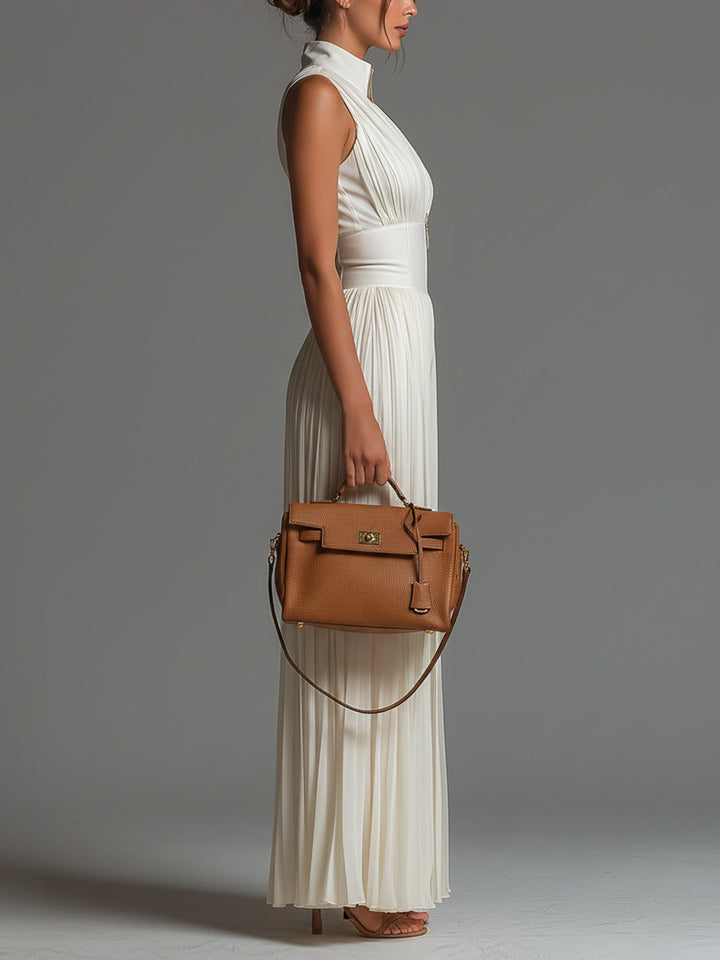 Women’s White V-Neck Sleeveless Wide-Leg Jumpsuit