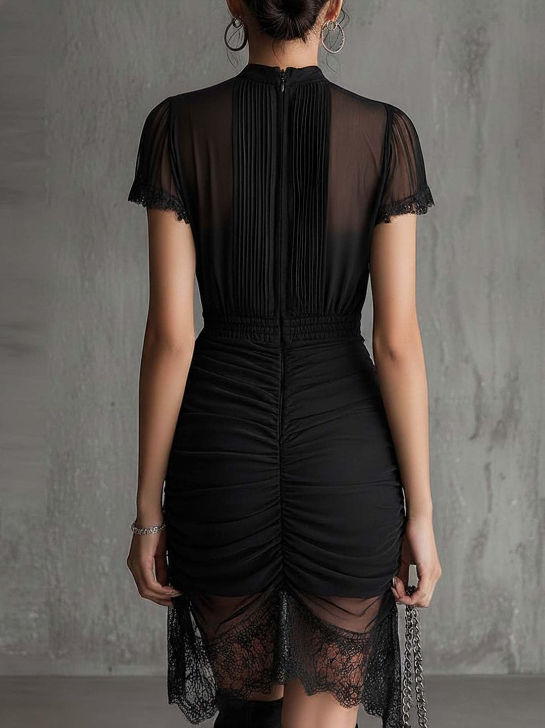 Women’s Black Pleated Waist Mini Dress