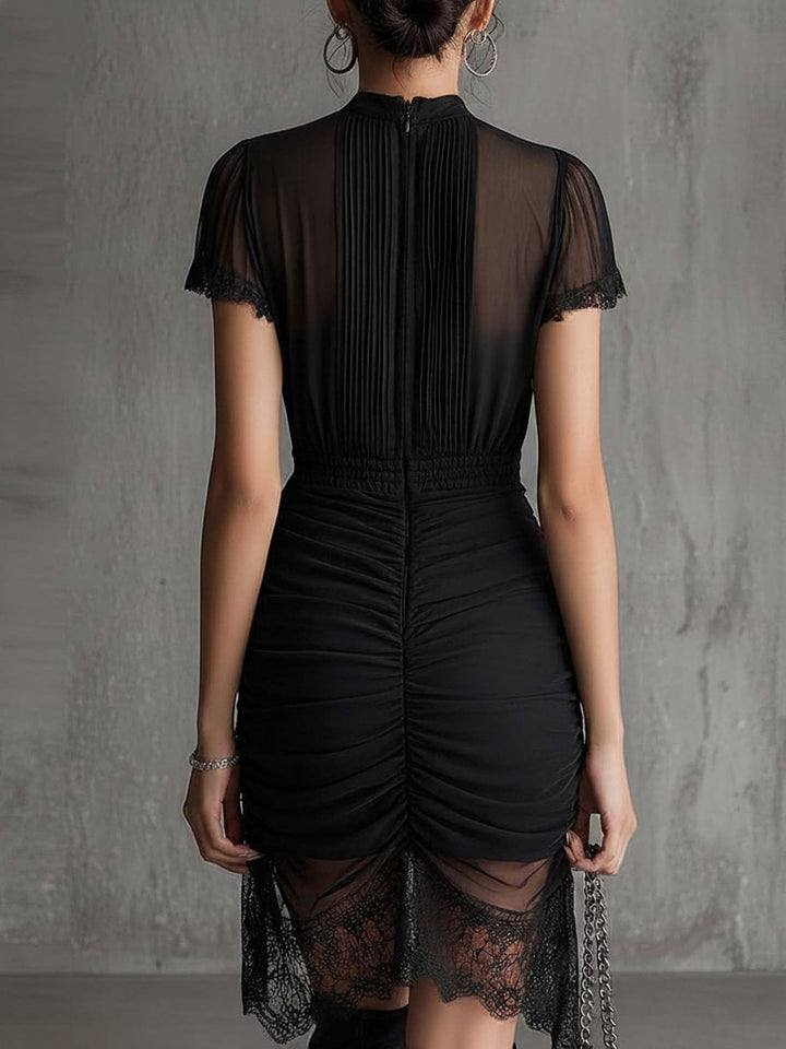 Women’s Black Pleated Waist Mini Dress