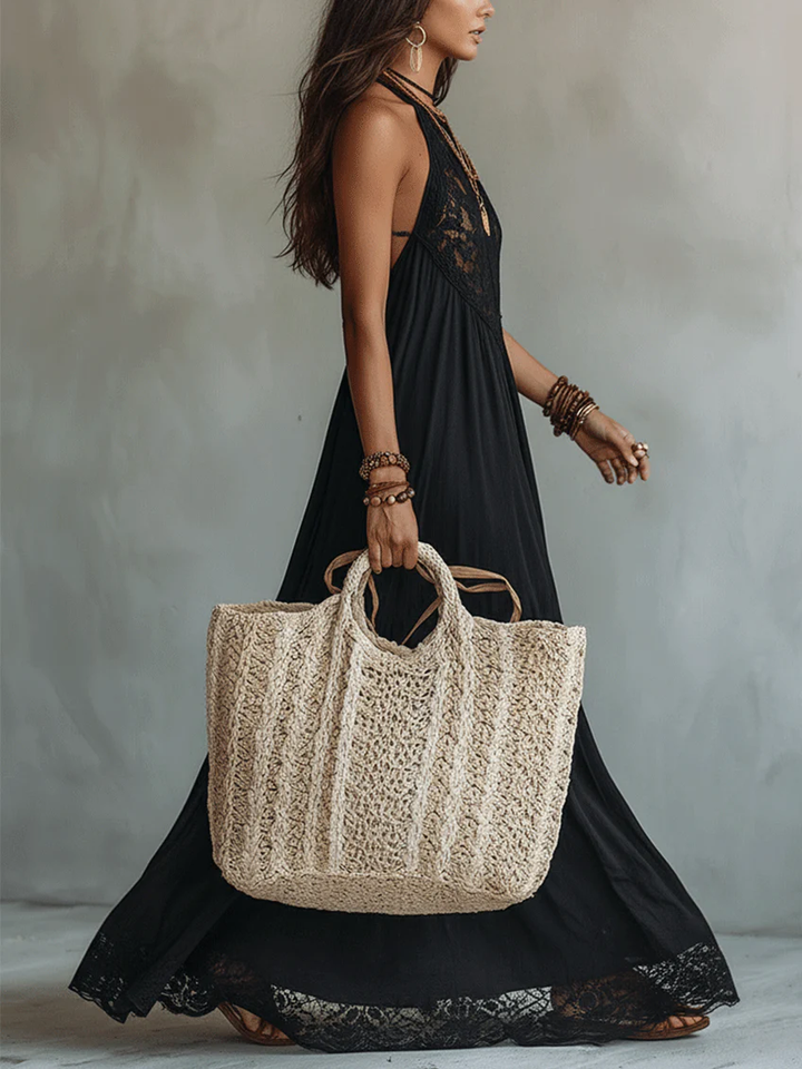 Women’s Boho Black Sleeveless Maxi Dress