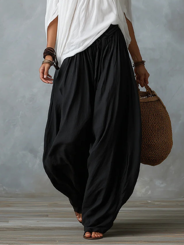 Women’s White Off-Shoulder Top And Lantern Pants Set