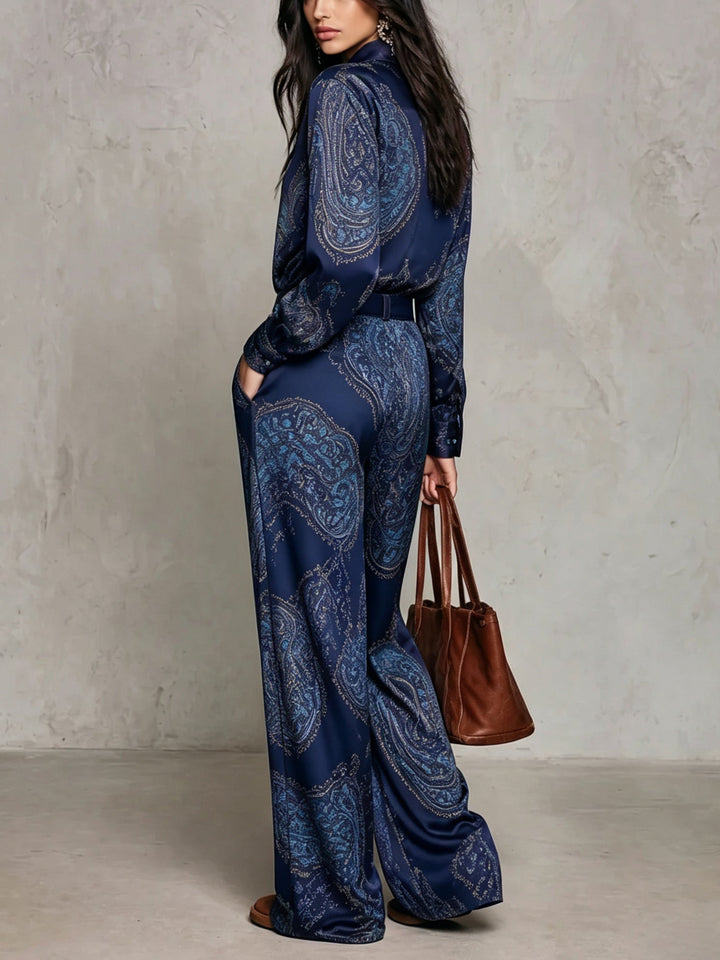 Women’s Paisley Print Wide Leg Two Piece Set