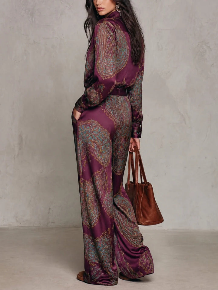 Women’s Paisley Print Wide Leg Two Piece Set