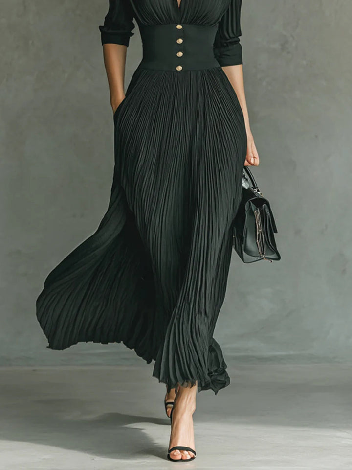 Women’s Pleated High Waisted Maxi Dress