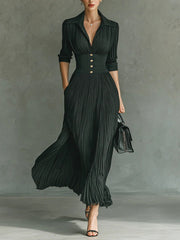 Women’s Pleated High Waisted Maxi Dress