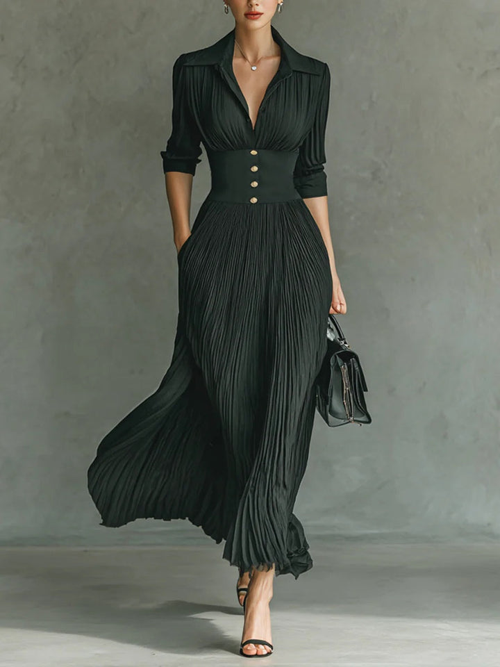 Women’s Pleated High Waisted Maxi Dress