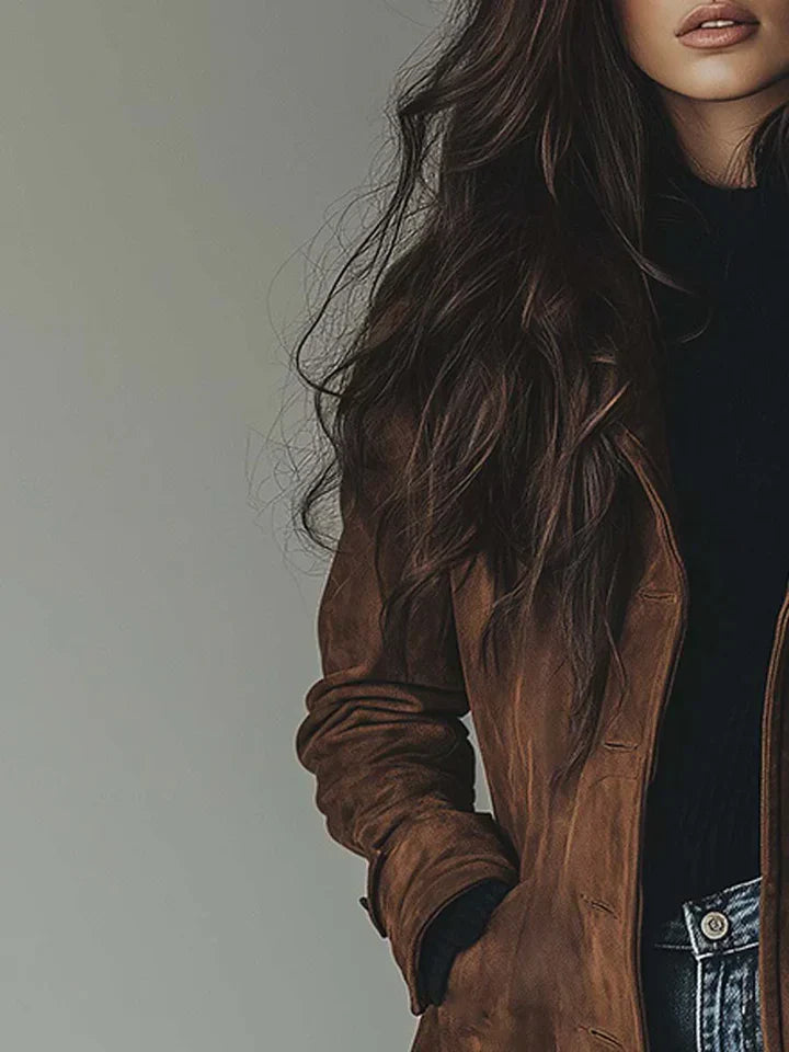 Women’s Elegant Suede-Effect Coat