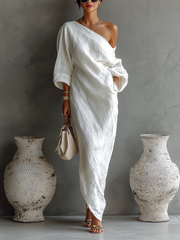 Women’s One Shoulder Draped Maxi Dress