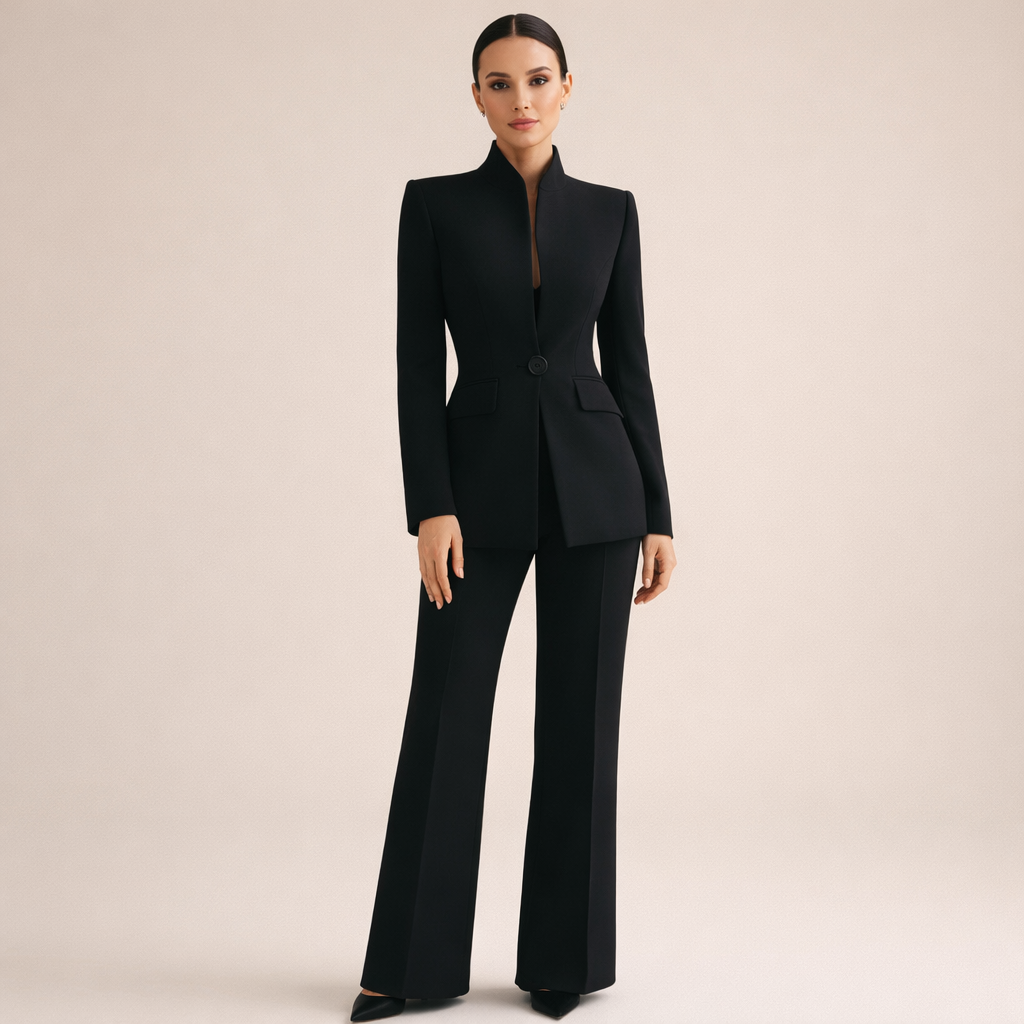 Women’s Tailored Wide-Leg Two-Piece Pantsuit