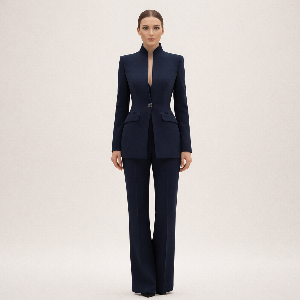 Women’s Tailored Wide-Leg Two-Piece Pantsuit