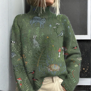 Women’s Warm Floral Print Turtleneck Sweater