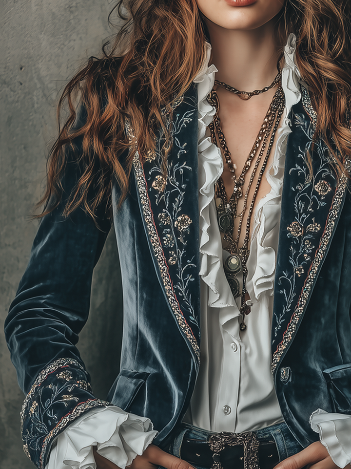 Women’s Vintage Floral Embroidered Blazer