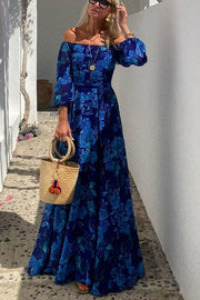 Women’s Off Shoulder Floral Print Maxi Dress