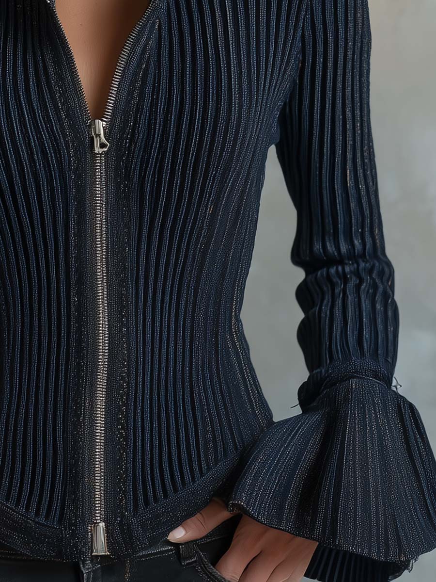 Women’s Sparkle Ribbed Knit Jacket