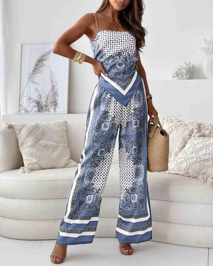 Women’s Lace-Up Two-Piece Vest And Pants Set
