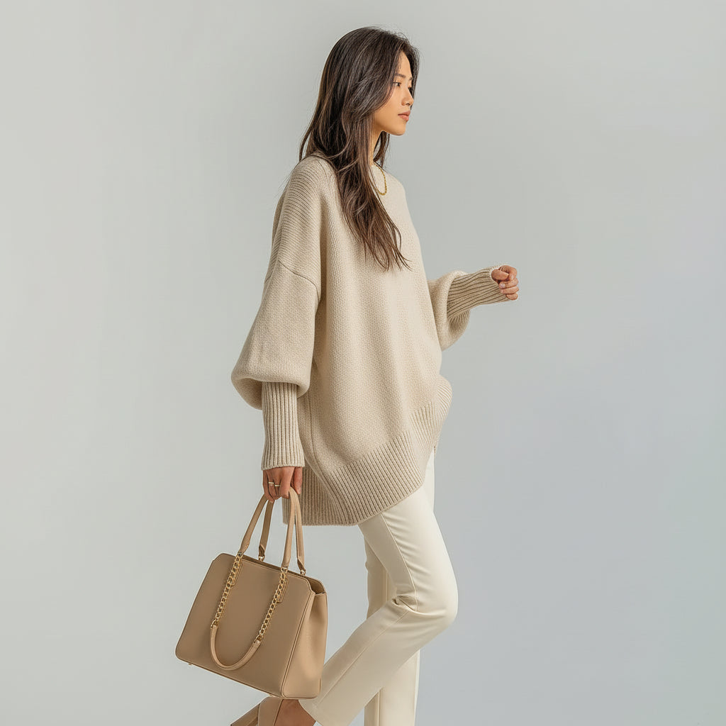 Women’s Oversized Ribbed Crewneck Sweater