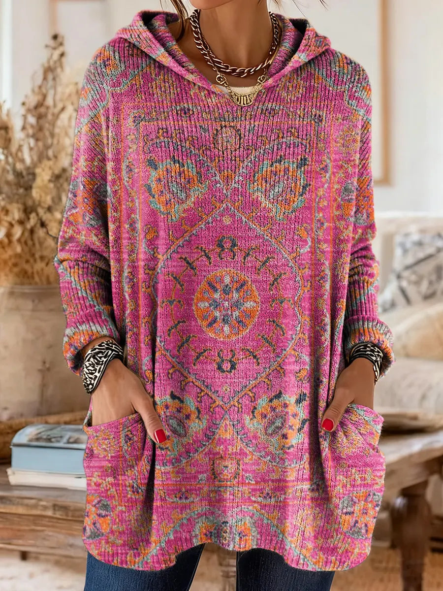 Women’s Boho Tribal Print Hooded Tunic