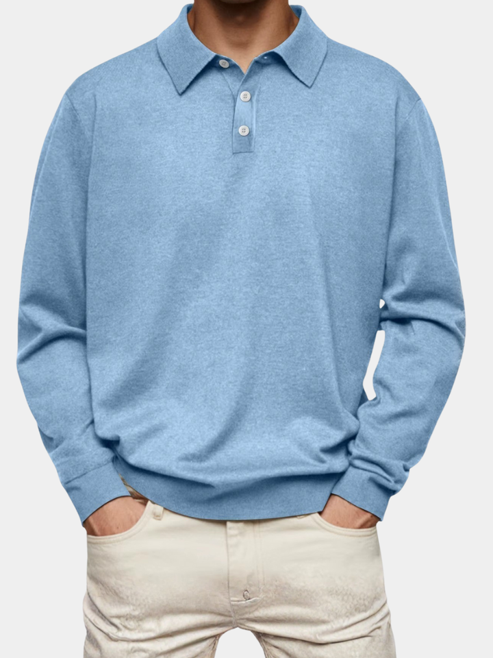 Men’s Patterned Collar Long Sleeve Polo Shirt