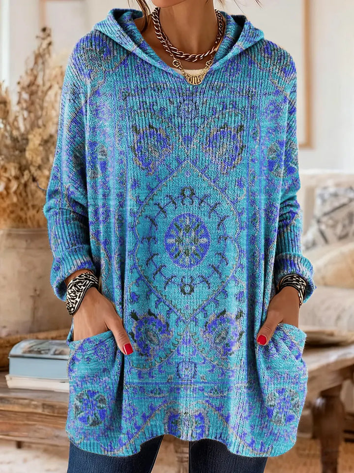 Women’s Boho Tribal Print Hooded Tunic