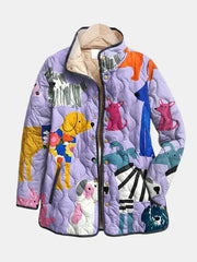 Women’s Quilted Dog Print Jacket
