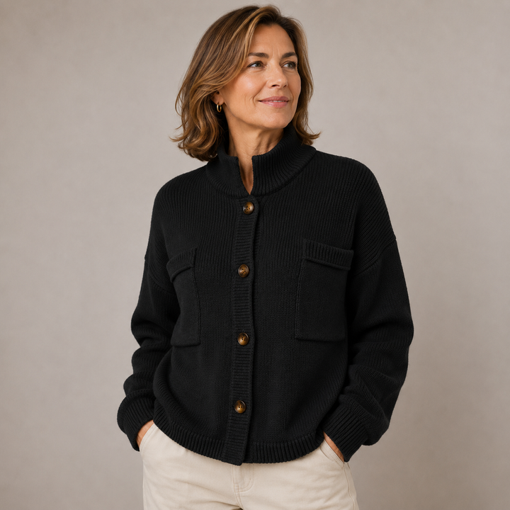 Women’s Stand Collar Button Up Cardigan