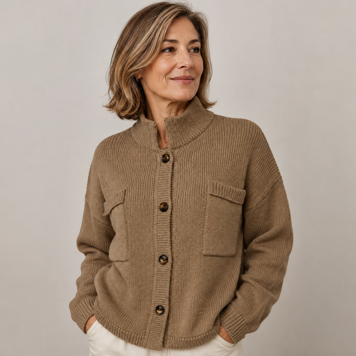 Women’s Stand Collar Button Up Cardigan