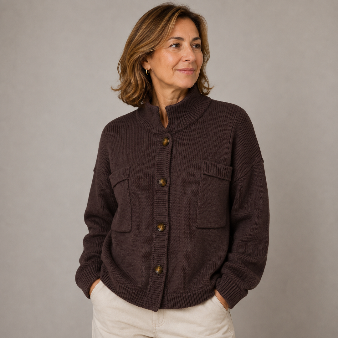 Women’s Stand Collar Button Up Cardigan