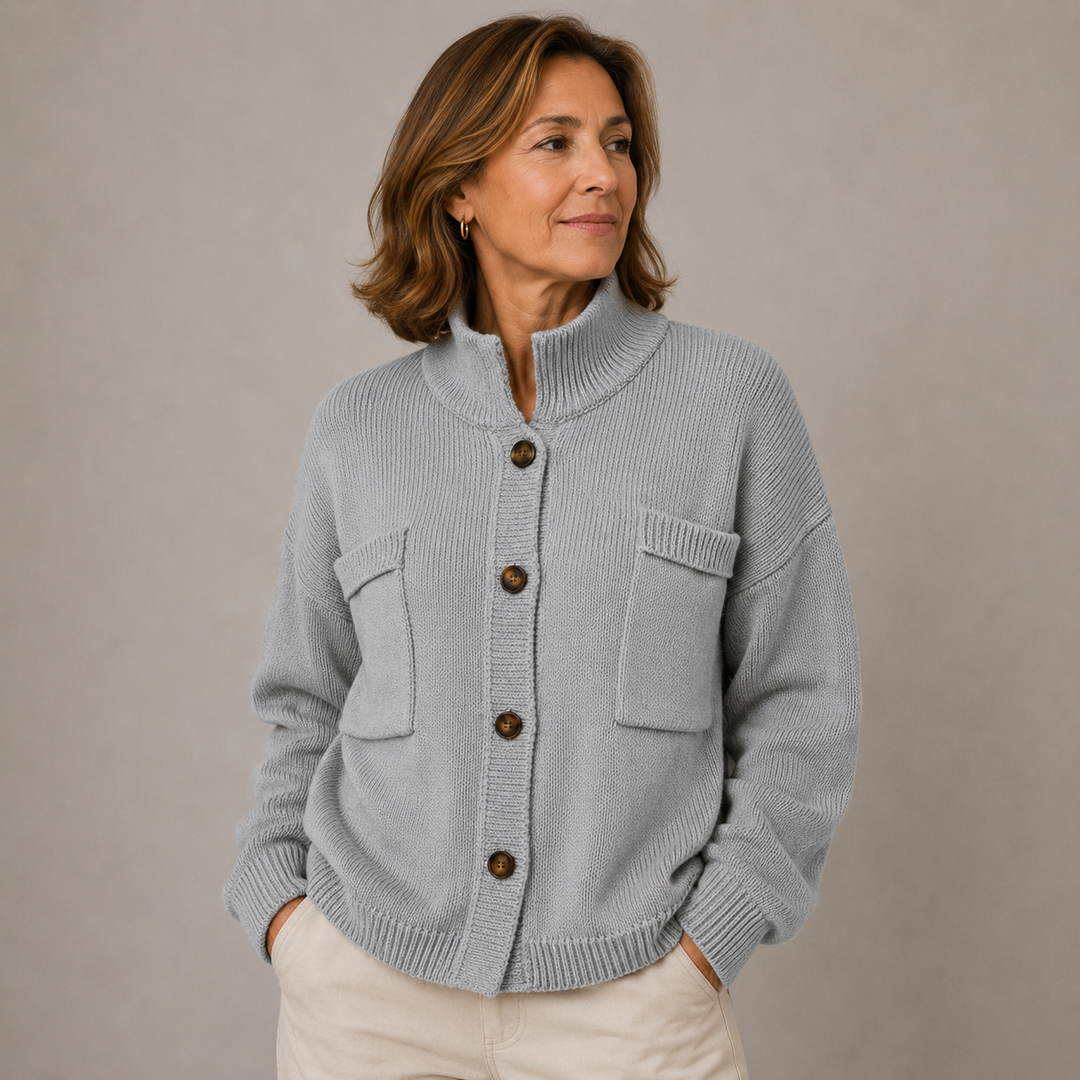 Women’s Stand Collar Button Up Cardigan