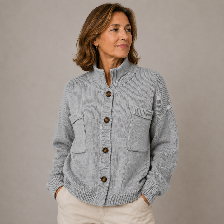 Women’s Stand Collar Button Up Cardigan