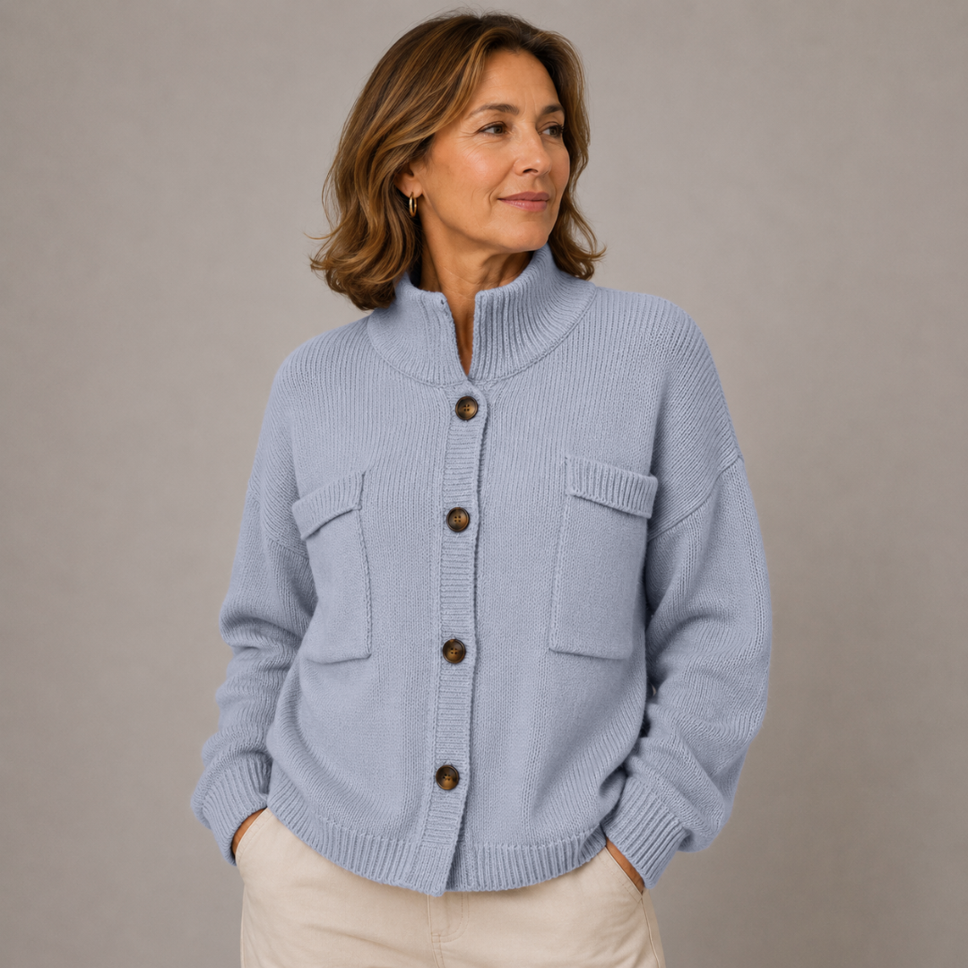 Women’s Stand Collar Button Up Cardigan