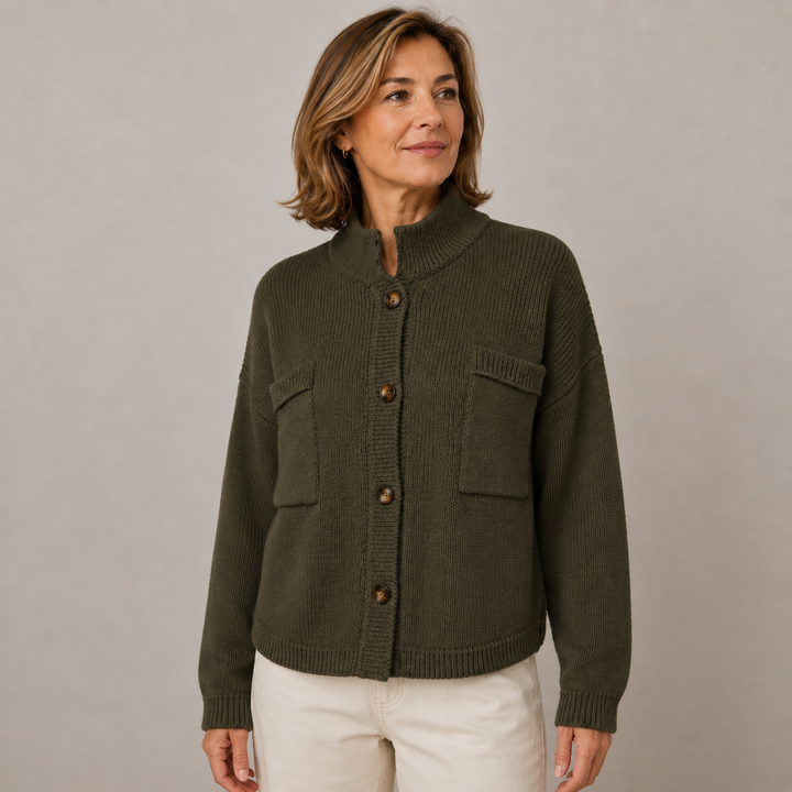 Women’s Stand Collar Button Up Cardigan