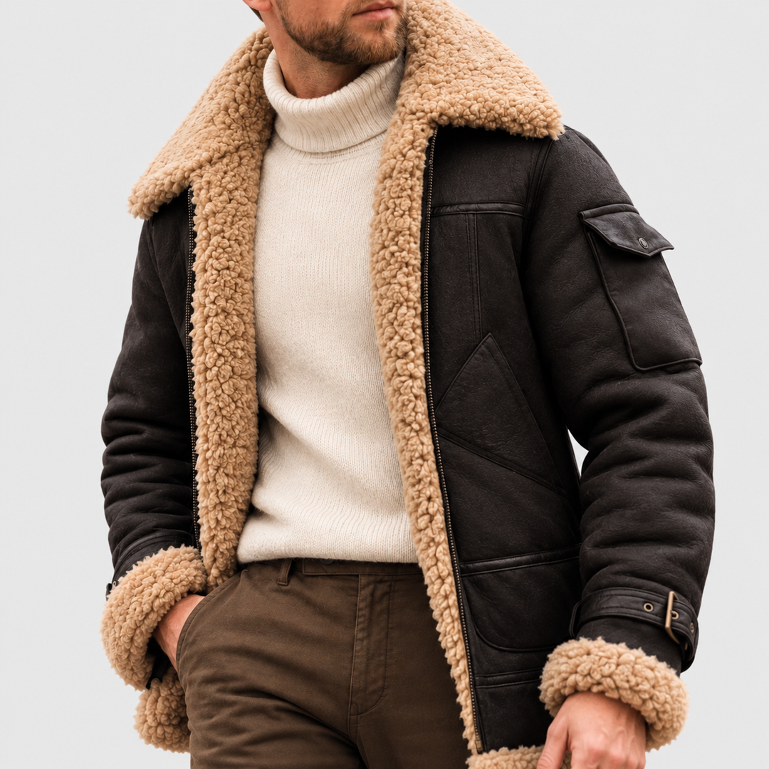 Men’s Zip-Up Aviator Bomber Jacket