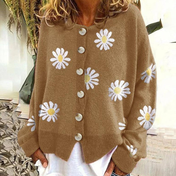 Women’s Daisy Print Button Up Cardigan