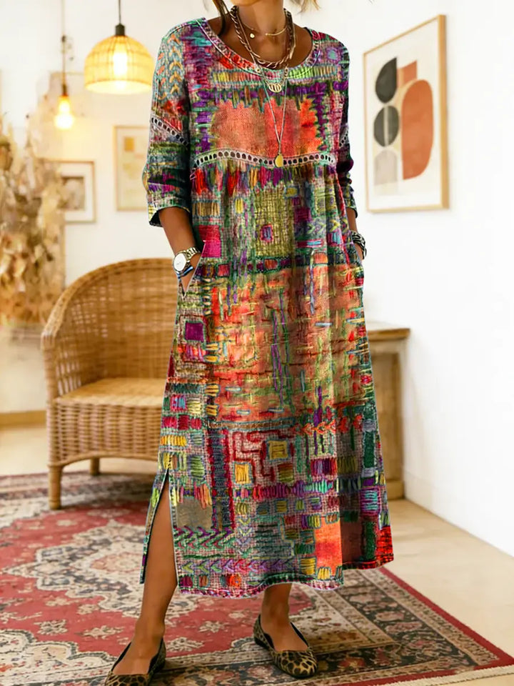 Women’s Boho Patchwork Printed Dress