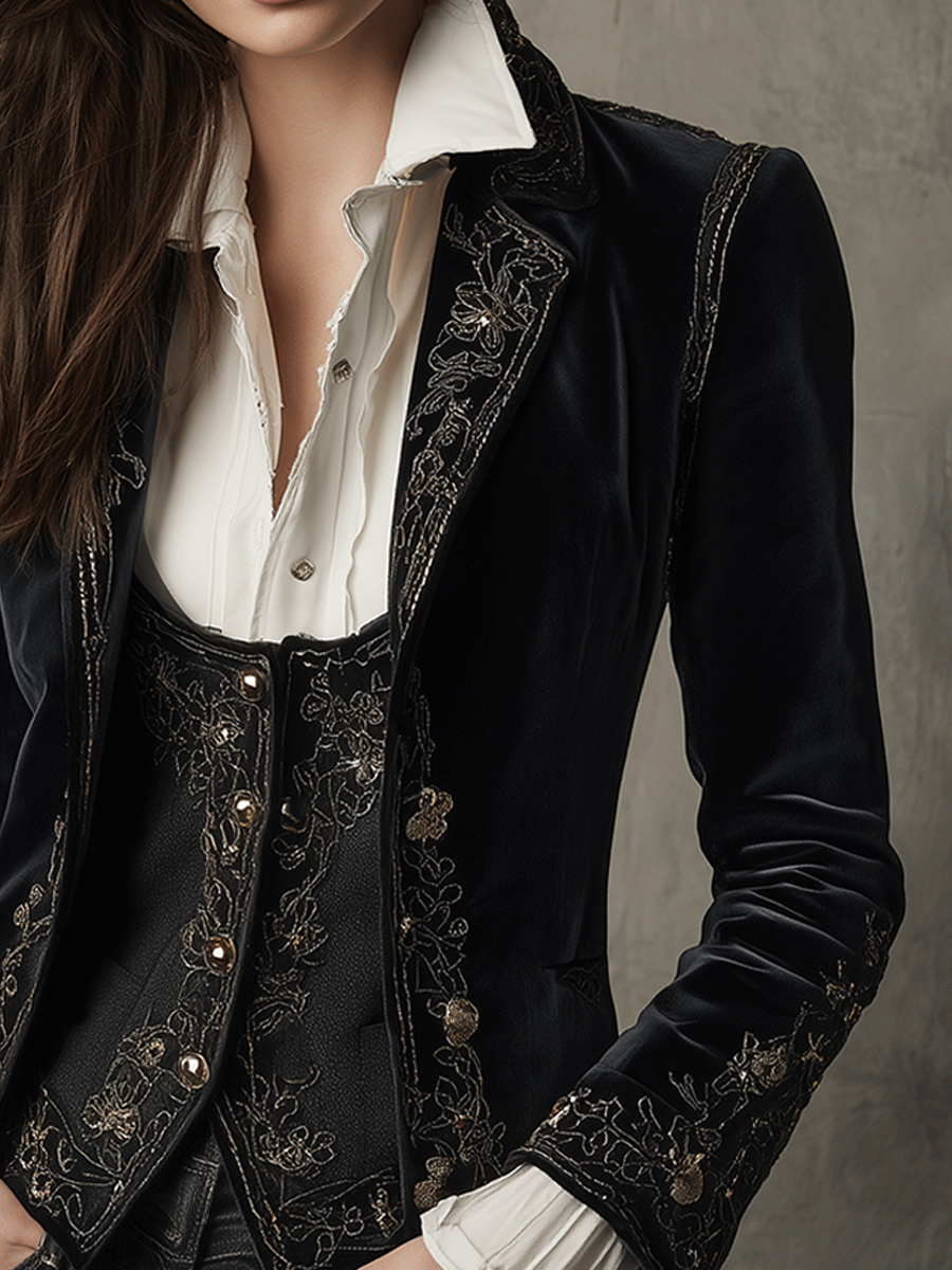 Women’s Black Embroidered Tailored Blazer