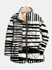 Women’s Black And White Abstract Print Quilted Jacket