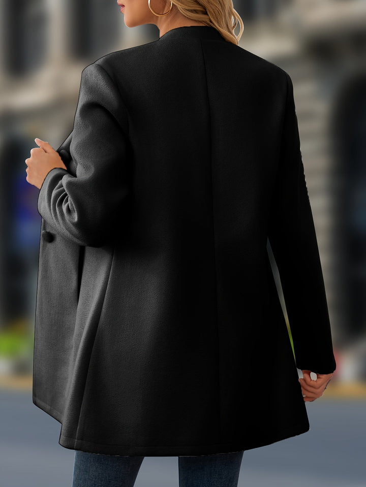 Women’s Belted Button Front Stand Collar Coat